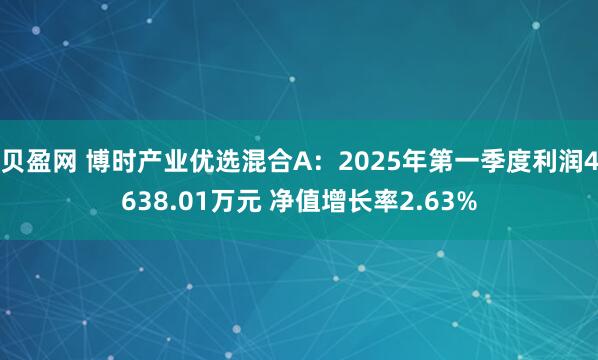 贝盈网 博时产业优选混合A：2025年第一季度利润4638.01万元 净值增长率2.63%